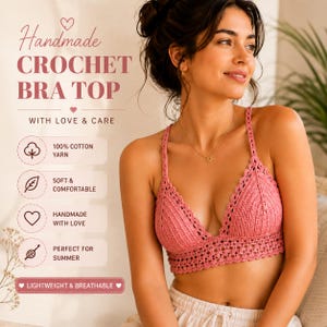 Mönster för virkad BH-topp i PDF-format | Virkmönster för bohemisk bralette | Crop top för sommarfestivaler | Topp med pilgrimsmusslor och spetskant | Digital nedladdning