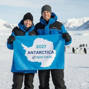 Antarktis 2027 dort gewesen Flagge | Reise Souvenir Flagge | WorldTravelBanner| Reise-Meilenstein-Flagge | TravelerGift | Reise Dekor