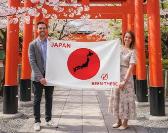 Japan Been There Flag | Travel Souvenir Flag | World Travel Banner | Travel Milestone Flag  |  Japanese Decor Gift |Tokyo Travel Collectible