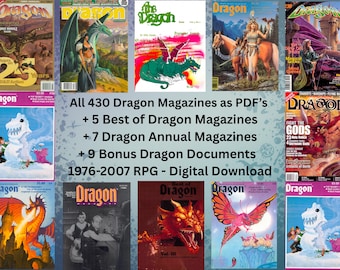 Dragon Magazine Complete Collection (430 Issues + 5 Best Of + 7 Annuals + 9 Bonus Docs) | 1976–2007 RPG Digital Download | D&D, TSR, Wizards