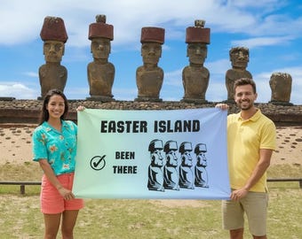 Easter Island Been There Travel Flag | Travel Souvenir Flag | Travel Banner | Travel Milestone Flag  |  Travel Gift | Explorer Flag | Moai