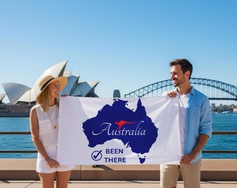 Australia Been There Flag  | World Travel Banner | Travel Milestone Flag  | Travel Souvenir | Travel Gift | Explorer Flag |Adventurer Banner