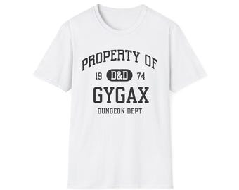 Property of Gygax T-Shirt | Funny D&D Apparel |  Dungeons N Dragons Gear |Retro Gamer Tee | Fantasy RPG Gift | 8 Colors 6 Adult Sizes