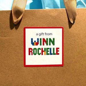 Custom building block gift tag