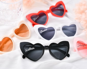 Lunettes de soleil personnalisées en forme de coeur - Cadeaux de mariage personnalisés - Souvenirs d'invités de mariage