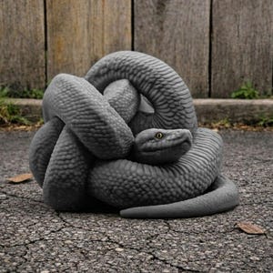 Concrete Cobra Snake Sculpture Cement Garden Statue Stone Python Figurine Garden Ornament Outdoor Animal Decor Large Reptile Yard Art Gift