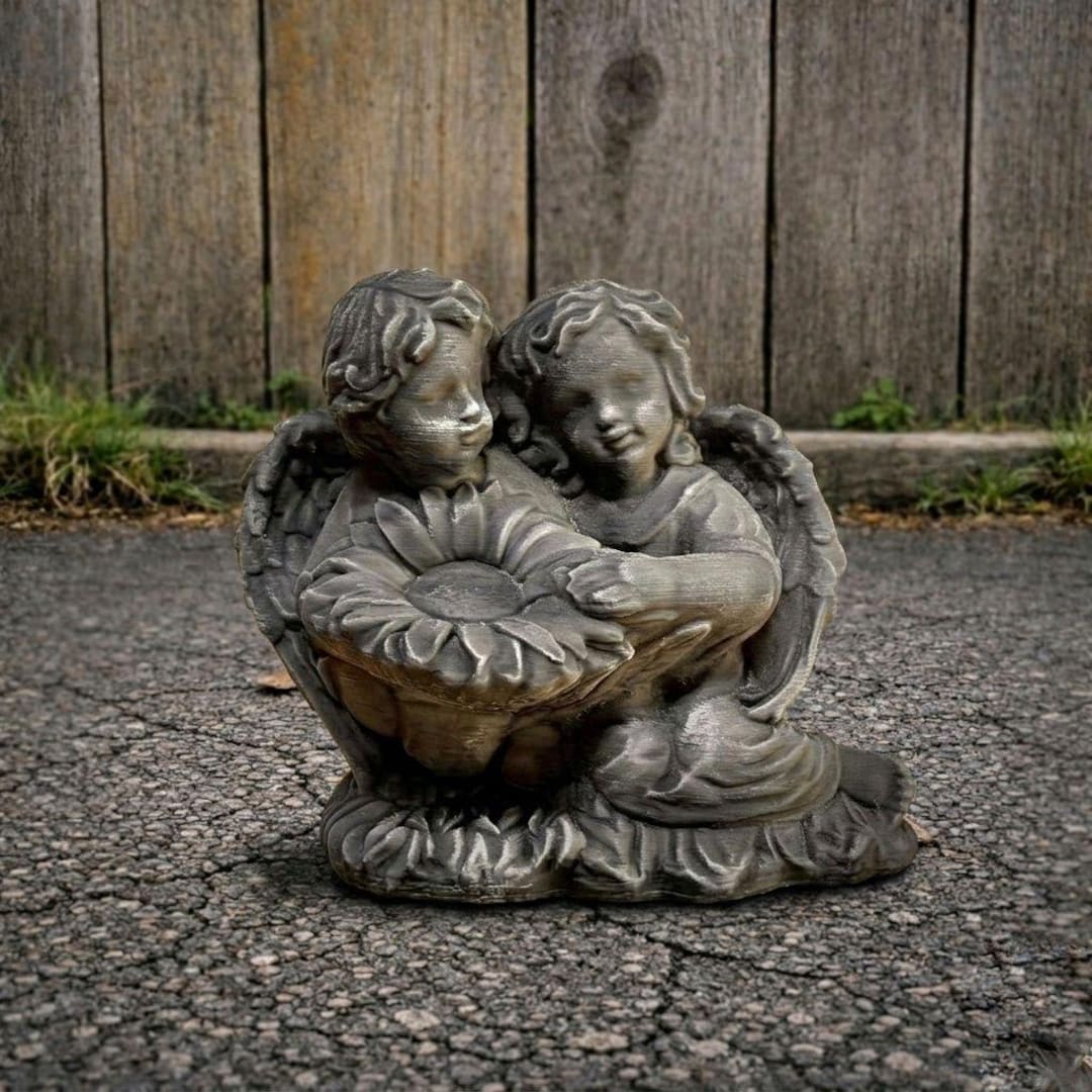 Angel Cherub Concrete Statue Garden Memorial Sculpture Stone Angels ...