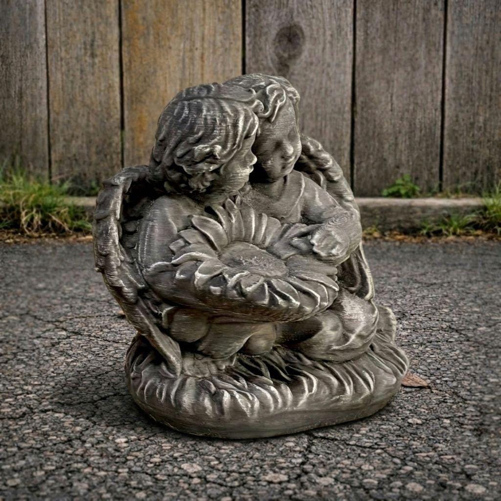 Angel Cherub Concrete Statue Garden Memorial Sculpture Stone Angels ...