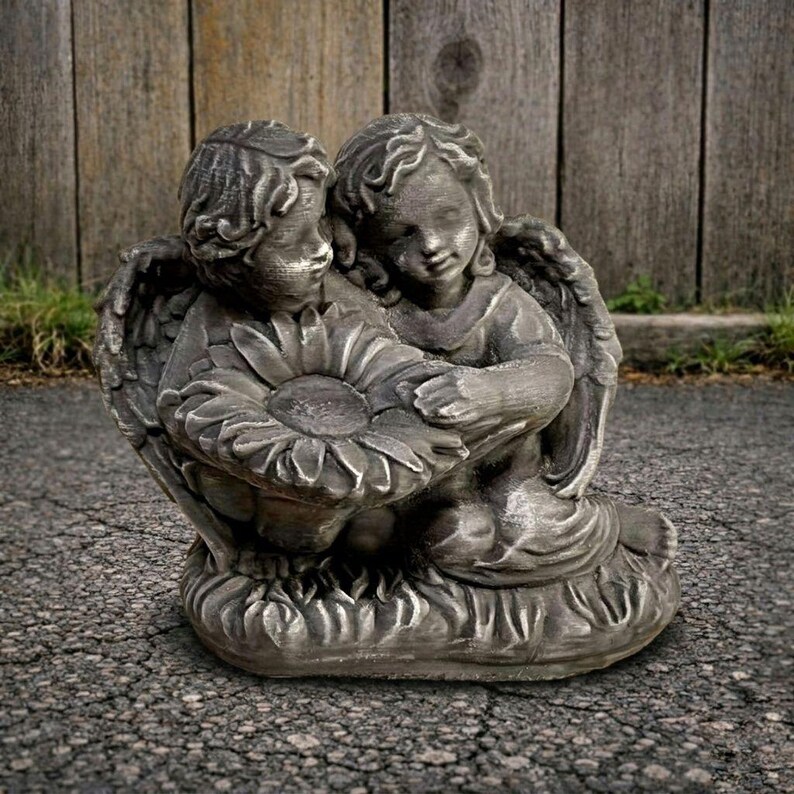 Angel Cherub Concrete Statue Garden Memorial Sculpture Stone Angels ...