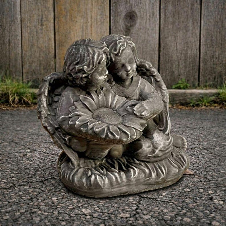 Angel Cherub Concrete Statue Garden Memorial Sculpture Stone Angels ...