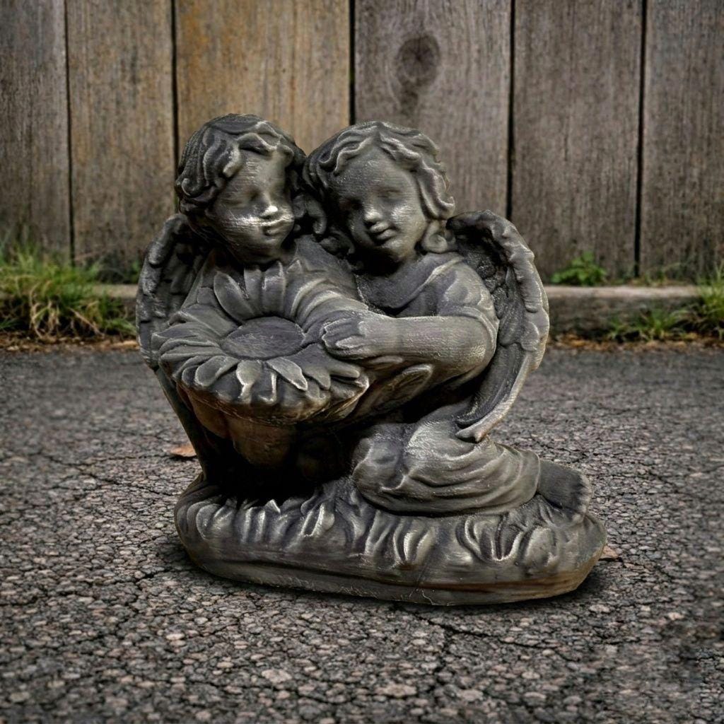Angel Cherub Concrete Statue Garden Memorial Sculpture Stone Angels ...