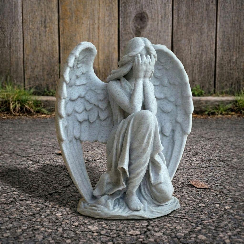 Concrete Angel Garden Statue Weeping Angel Sculpture Gothic Decor ...