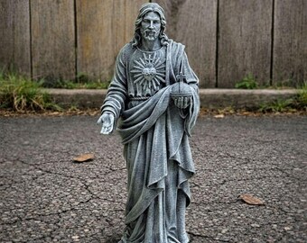 Estatua de Jesucristo, estatua de Jesús, Jesús orando, piedra de Jesús, estatuas cristianas, estatua religiosa, decoración de jardín