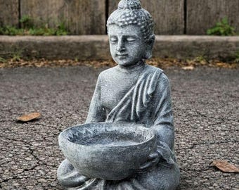 Figura de Buda de piedra, Buda sentado, estatua de Buda de cemento, estatuas religiosas, estatuas para exteriores, decoración de jardín zen, adorno para el hogar y el patio.