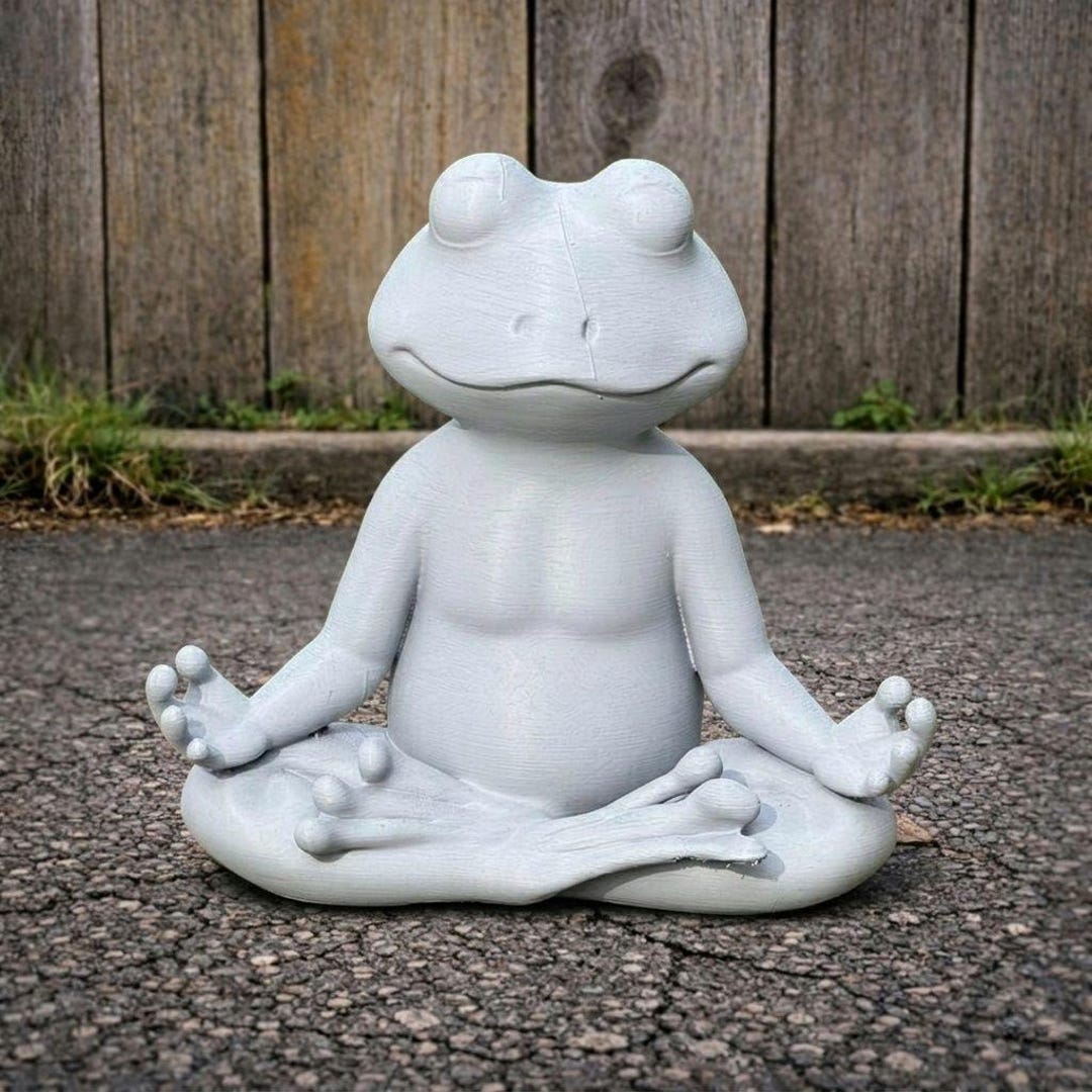 Meditating Frog Statue Zen Frog Sculpture Concrete Frog Garden Decor ...