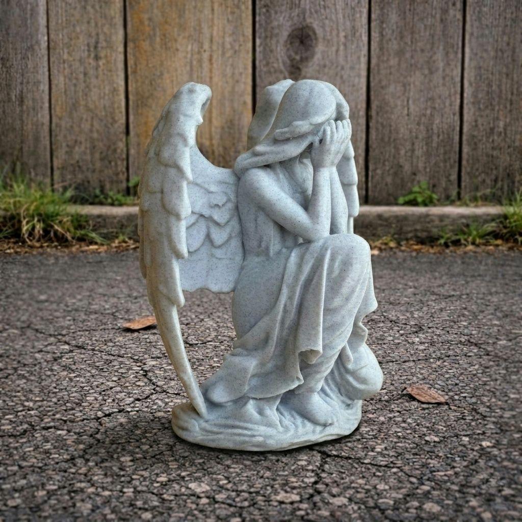 Concrete Angel Garden Statue Weeping Angel Sculpture Gothic Decor ...