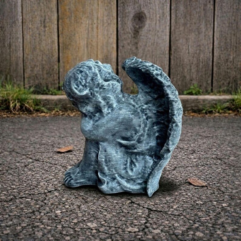 Sleeping Cherub Angel Statue Memorial Garden Sculpture Concrete Baby ...