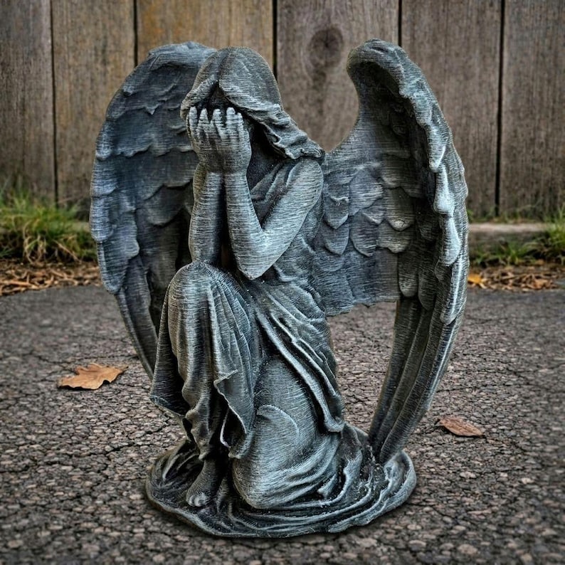 Weeping Angel Sculpture Concrete Angel Garden Statue Gothic Decor ...