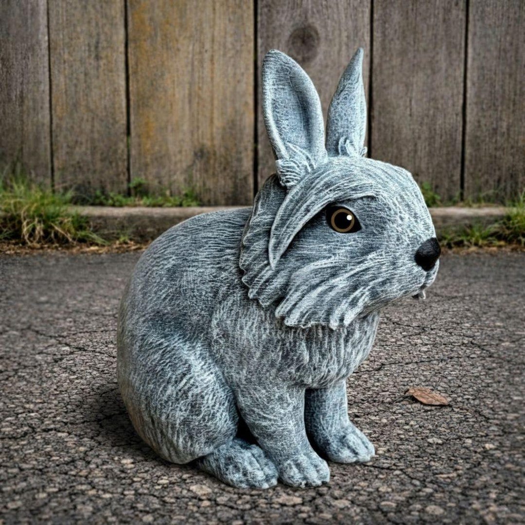 Rabbit Statue Cement Rabbit Sculpture Stone Garden Accent Concrete ...