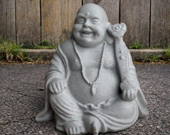 Buda sentado de piedra, escultura de Buda japonés meditando de hormigón, decoración de jardín zen para exteriores, adorno de patio zen tranquilo, regalo de yoga.