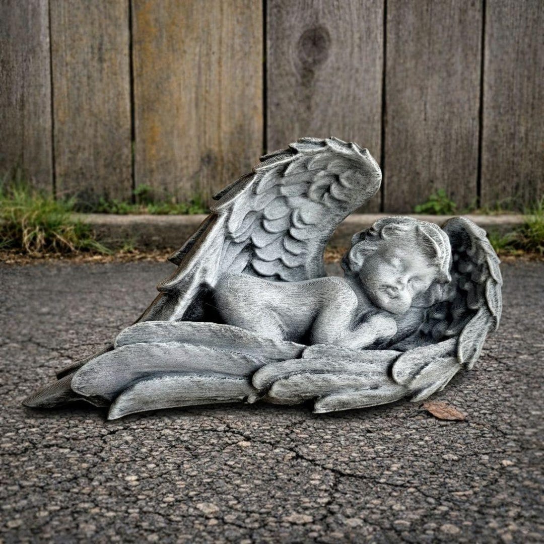 Sleeping Angel Statue Concrete Angel Decor Cement Angel Sculpture Baby ...