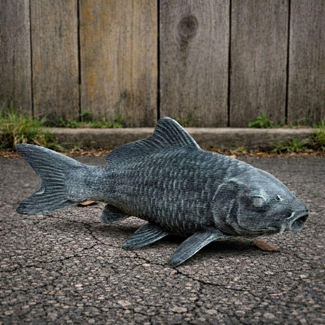 Concrete Fish Statue Koi Fish Stone Garden Sculpture Outdoor Pond Decor ...