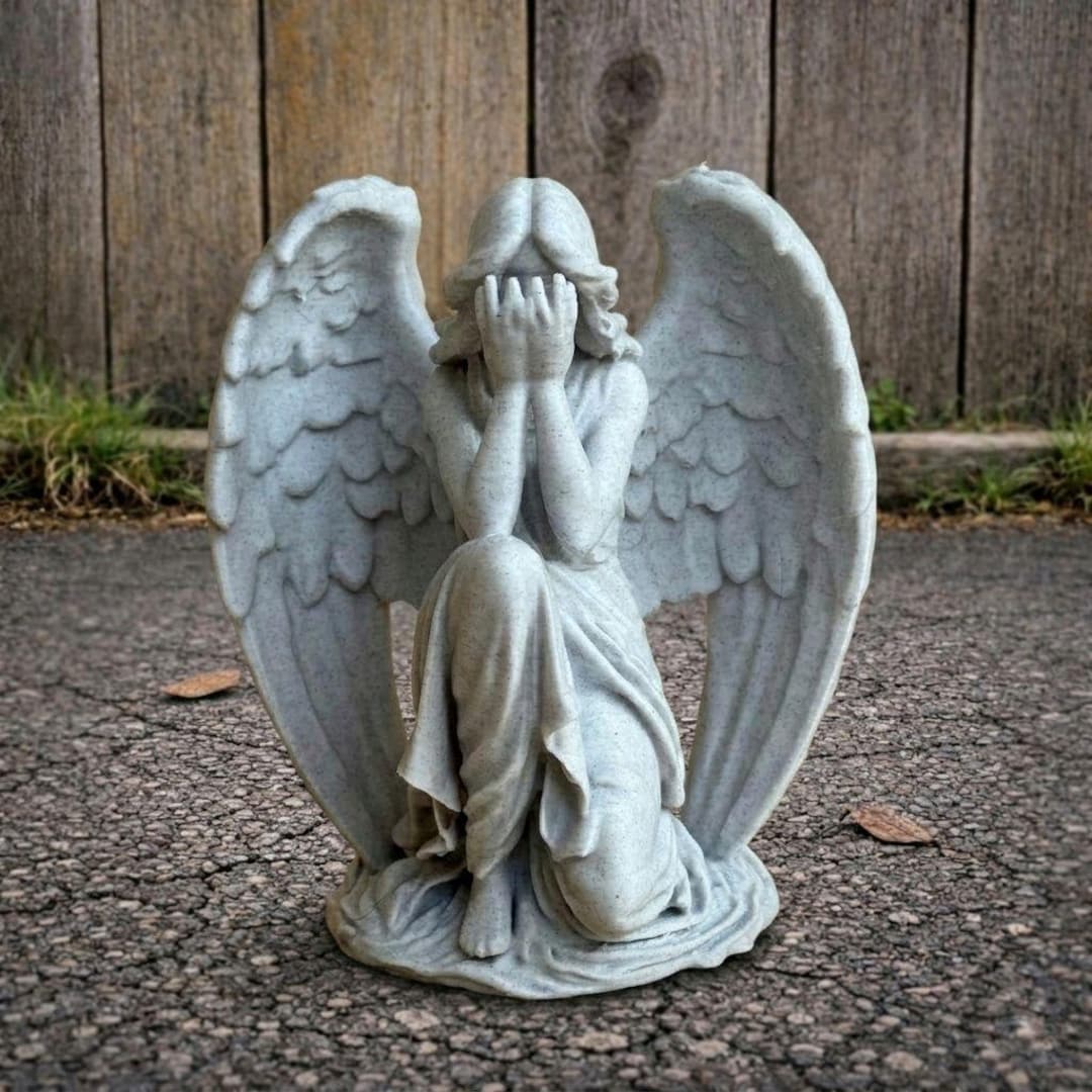 Concrete Angel Garden Statue Weeping Angel Sculpture Gothic Decor ...