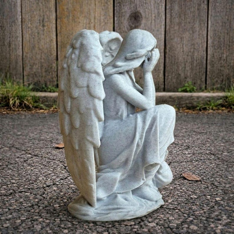 Concrete Angel Garden Statue Weeping Angel Sculpture Gothic Decor ...