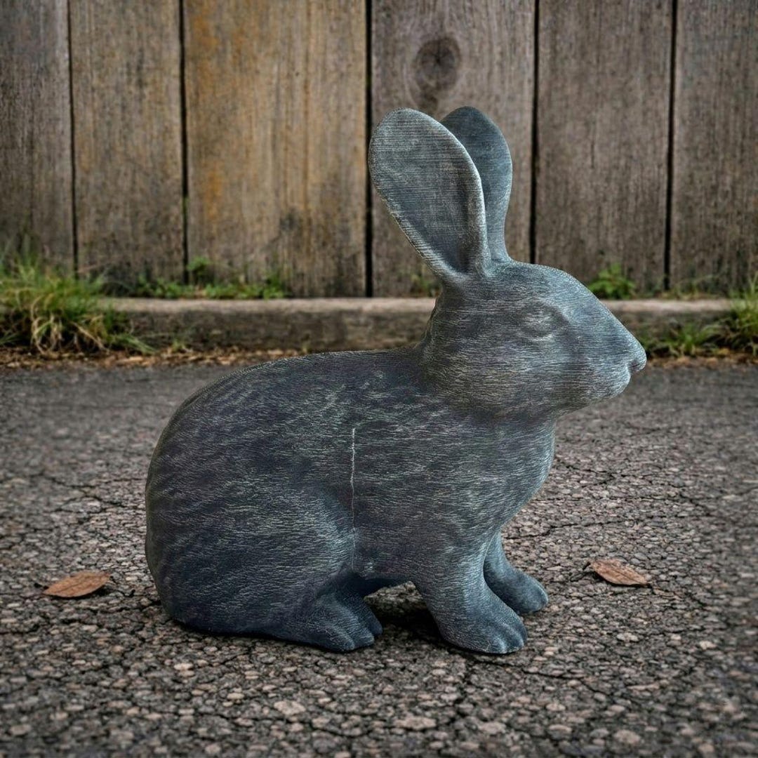 Concrete Rabbit Cement Bunny Stone Statue Outdoor Garden Decor Bunny ...