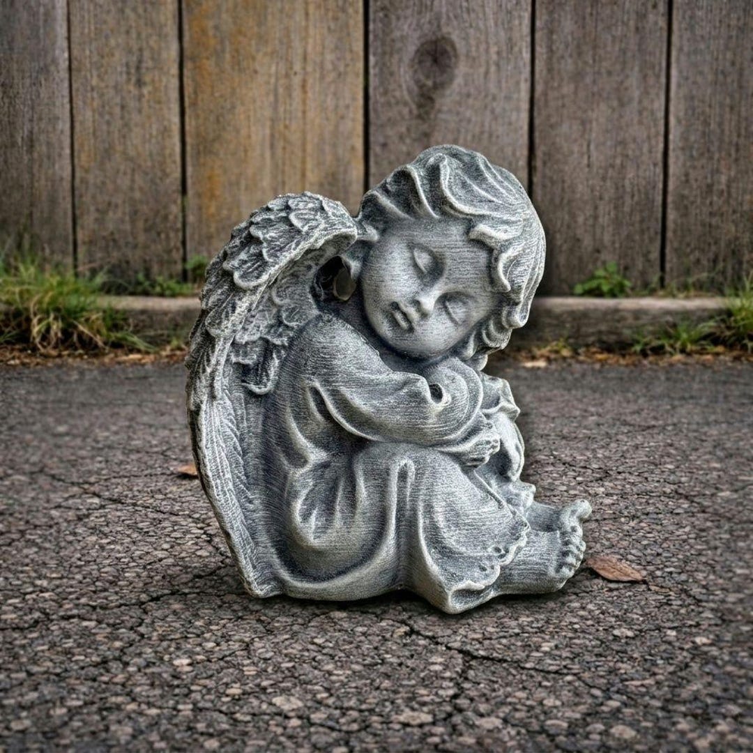 Sleeping Angel Statue Concrete Angel Sculpture Garden Angel Decor ...