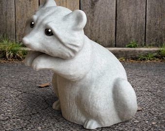 Estatua de mapache de hormigón para jardín, escultura de animal para exteriores, figura de panda de piedra gris, bonito adorno artístico para jardín, decoración de césped resistente a la intemperie