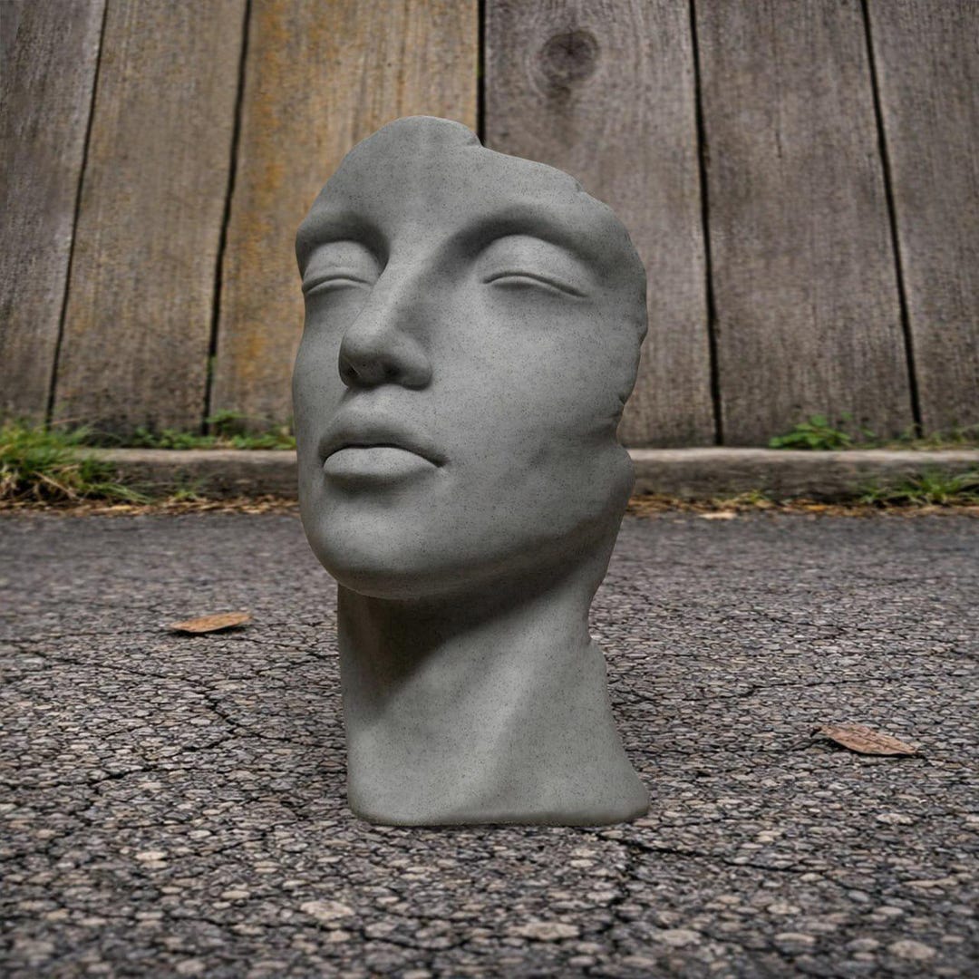 Concrete Abstract Face Garden Statue Stone Art Sculpture Minimalist ...