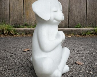 Figura de perro de yoga blanco para jardín, estatua de cachorro meditante de hormigón, decoración espiritual zen, escultura de perro Buda, adorno para exteriores, regalo para amantes del yoga
