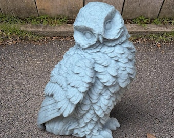Estatua de búho blanco para jardín, escultura de pájaro de hormigón, piedra, arte para patio al aire libre, adorno de patio de bosque, decoración de granja de primavera, regalo para amantes de la naturaleza
