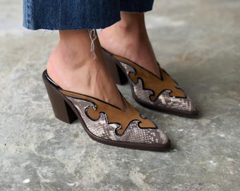 Vintage Archive Prada Early 2000s Black Leather Kitten Heel Mules