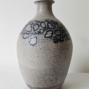 Vintage Studio Pottery Vase | Abstract Modernist Design | Mid Century Handmade Ceramic | Wabi Sabi Neutral Decor | Speckled Stoneware Vase