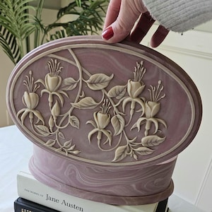 Vintage Pink Resin Jewelry Box – Floral Relief – Romantic Trinket Box