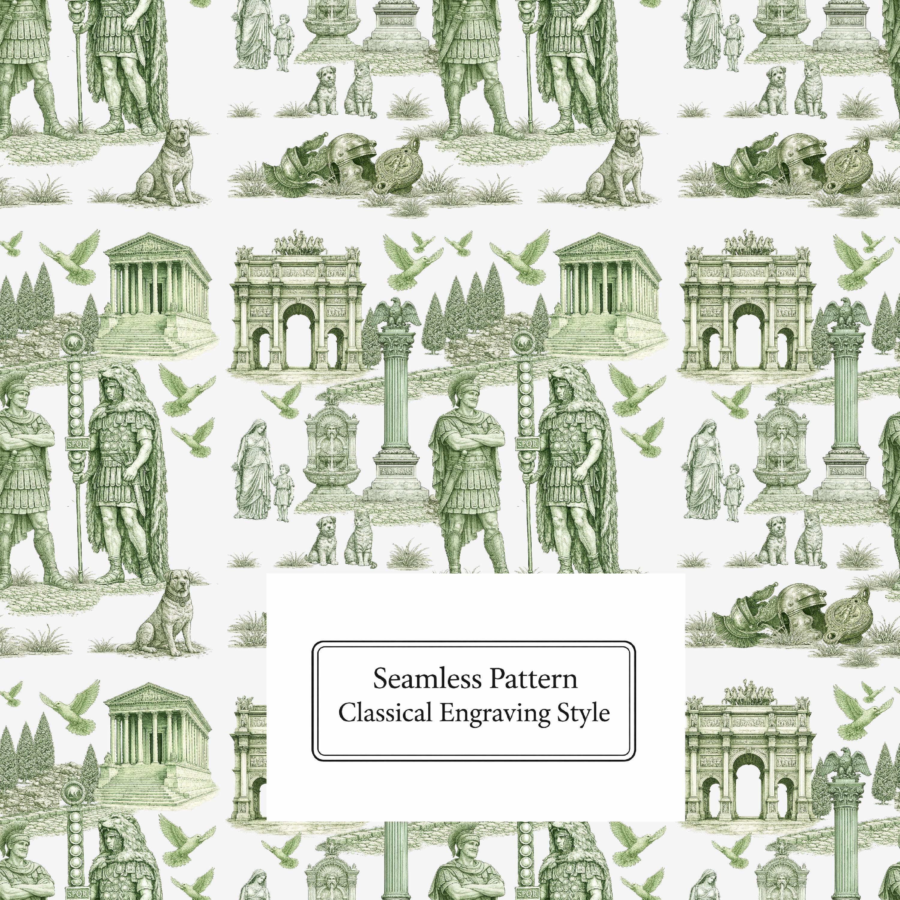 Pattern That Represent Rome Roman Seamless Pattern Ancient Rome Toile Digital Paper Vintage ...