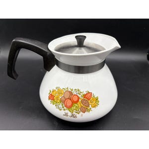 Vintage Corning Ware 6-Cup Teapot Spice of Life "Le The" With Lid P-104