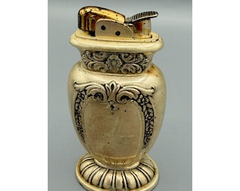 Vintage Evans Silver Plate Table Lighter 1940s Ornate