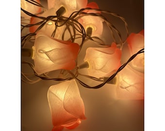 Set of Vintage Paper Craft Roman Inc. Pink Tulip String Lights