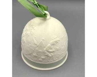 Vintage Lladro 1992 Summer Bell / Ornament of Child on the Beach with Sailboats
