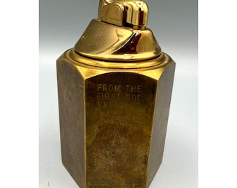 Vintage Chase Brass & Copper Co. 1965 Extruded Brass Tabletop Lighter MCM Engraved