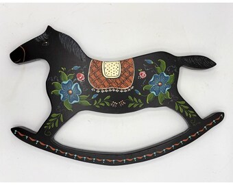 VTG Cottagecore Hand Painted Rocking Horse Farmhouse Country Decor