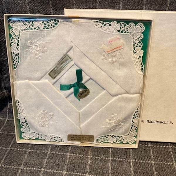 Vintage Authentic Irish Linen Handkerchiefs New In Box // Vintage Ireland Souvenir // Ireland Hankies // Linen Handkerchiefs