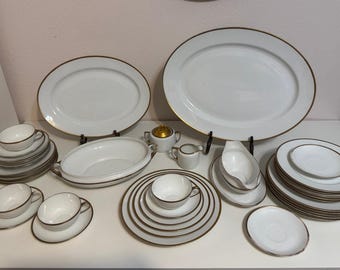 Juego de porcelana antigua Noritake Goldena / Porcelana japonesa pintada a mano / 39 piezas / c. 1910-1921