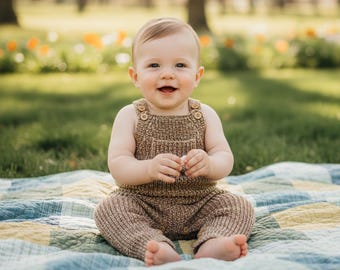 Gepersonaliseerde geribbelde gebreide babyoveralls Scandinavische minimalistische stijl, custom geborduurde naam jumpsuit Gezellige herfst/winter neutrale kleding