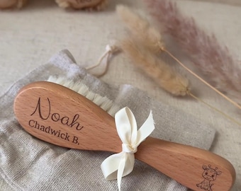 Personalized Baby Hair Brush | Custom Engraved Wooden Baby Brush | Newborn Gift | Baby Shower Gift |  Soft Goat Hair Brush