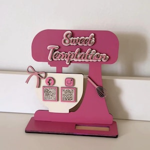 Personalized Baking Business QR Code Sign | Custom Kitchen Mixer Social Media Sign | Bakery Counter Display | Vendor Booth Decor