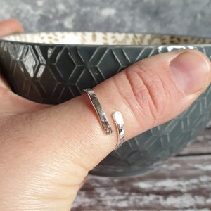 Hammered Wrap Around Ring Silver Hammered Thumb Ring Adjustable Sterling Silver Handmade Ring image 4